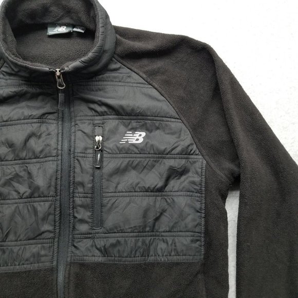 New Balance Jacket Mens Medium Black Zip Fleece Pockets Mock Neck Outdoor - Picture 4 of 11